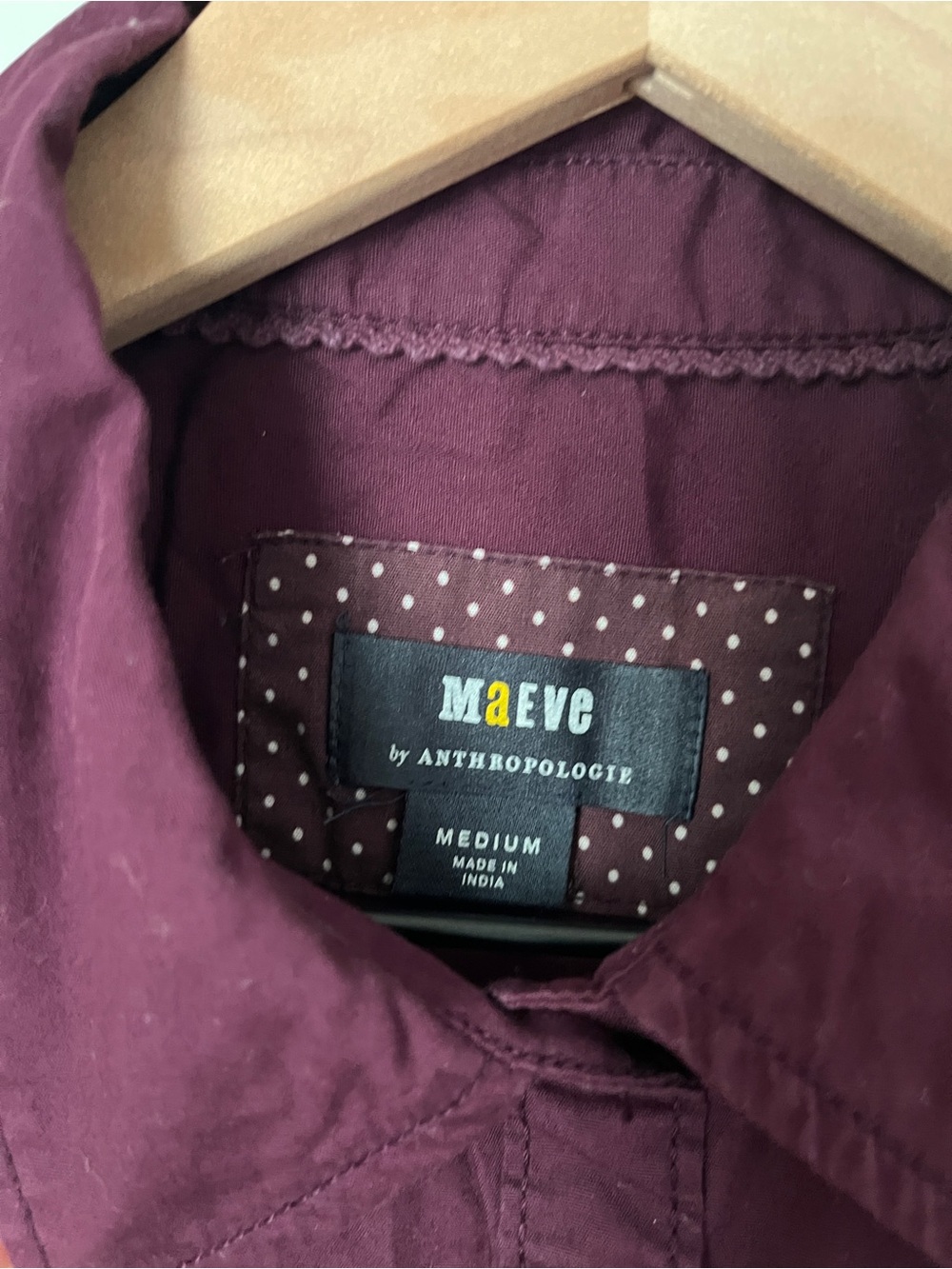 Anthropologie Button-Up Shirt in Deep Burgundy - Picture 3 of 7